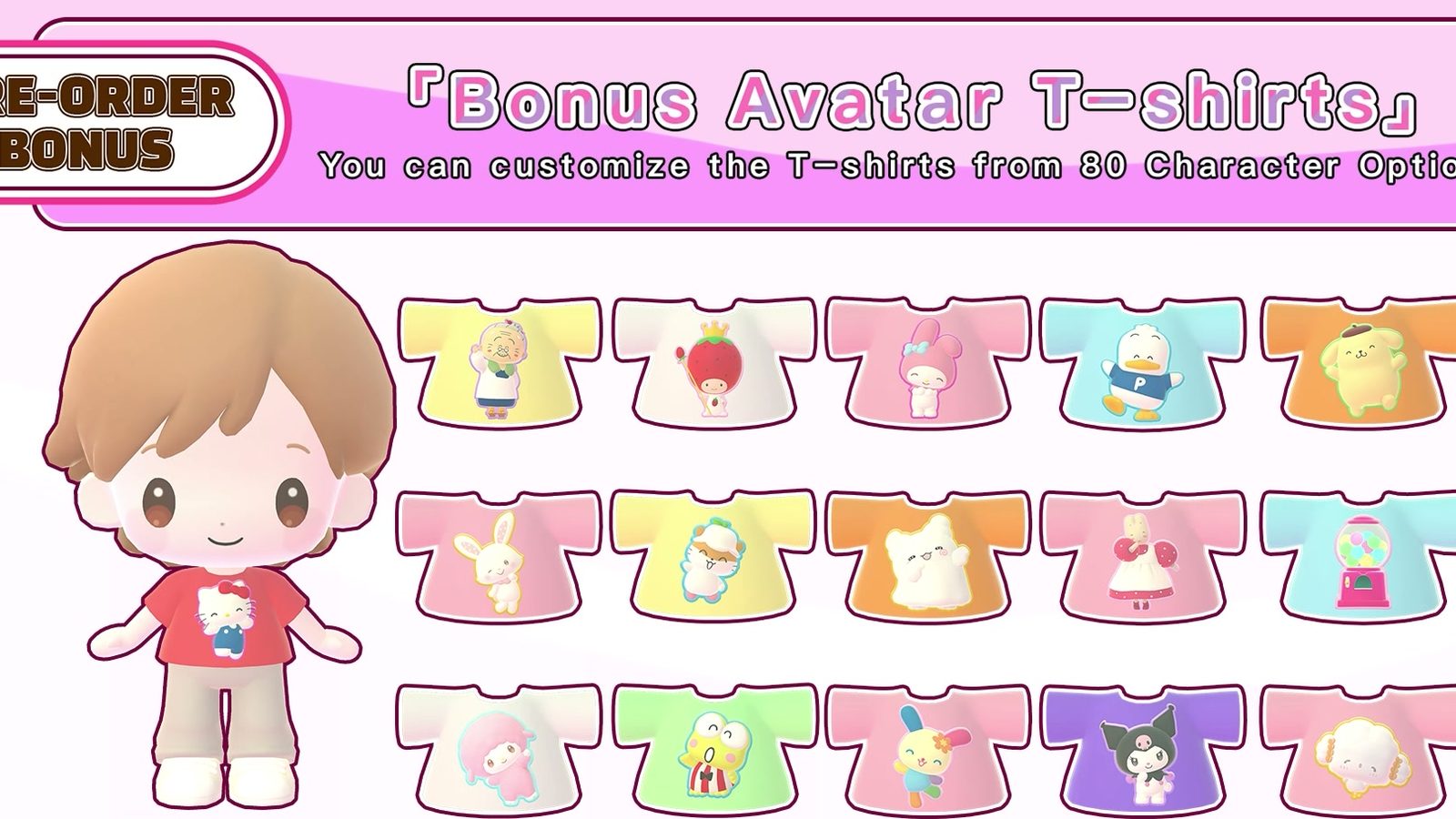 Official product image: the early purchase bonus, 80 character T-shirt designs